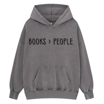 Pagewings Books Are Better Than People Unisex Washed Hoodie