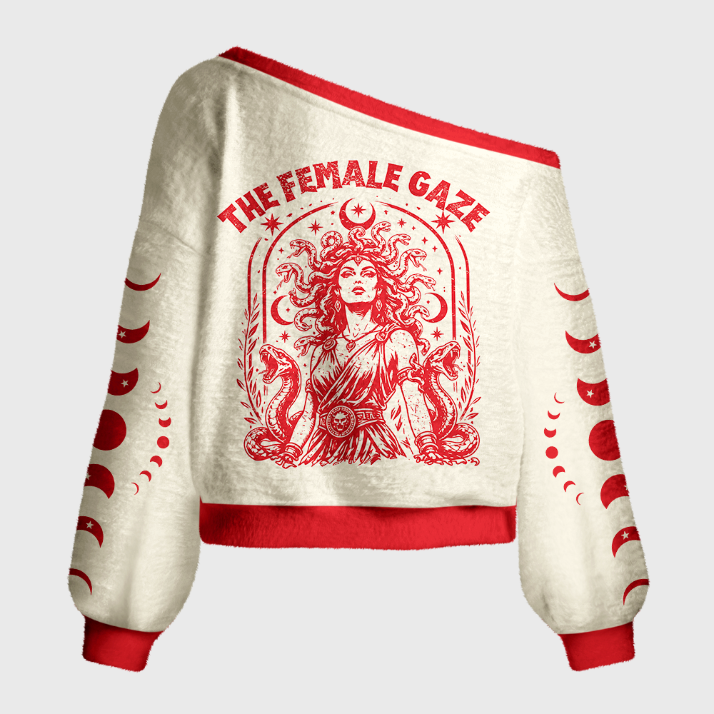 Pagewings Medusa Feminist Off Shoulder Ugly Knit Sweater