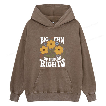 Pagewings Big Fan of Human Rights Unisex Washed Hoodie