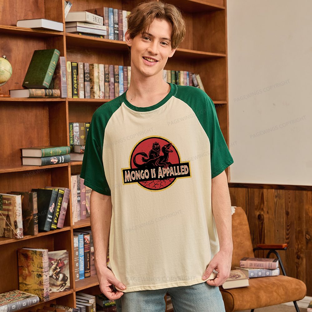 Pagewings Reading Sci‑Fi Raptor Lovers Raglan T-shirt