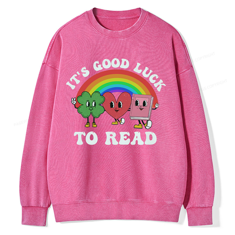 Pagewings St. Patrick's Day Librarian Unisex Washed Sweatshirt