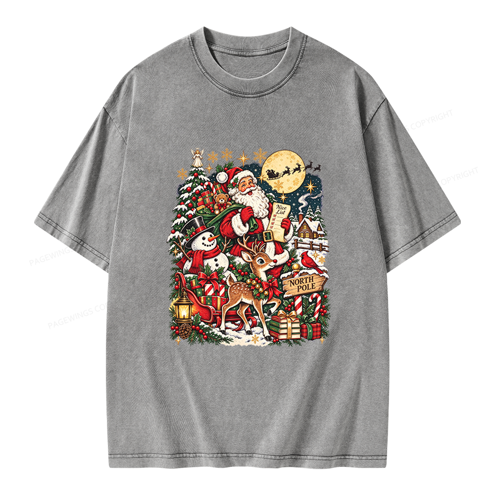 Pagewings Christmas Bookish Unisex Washed T-shirt