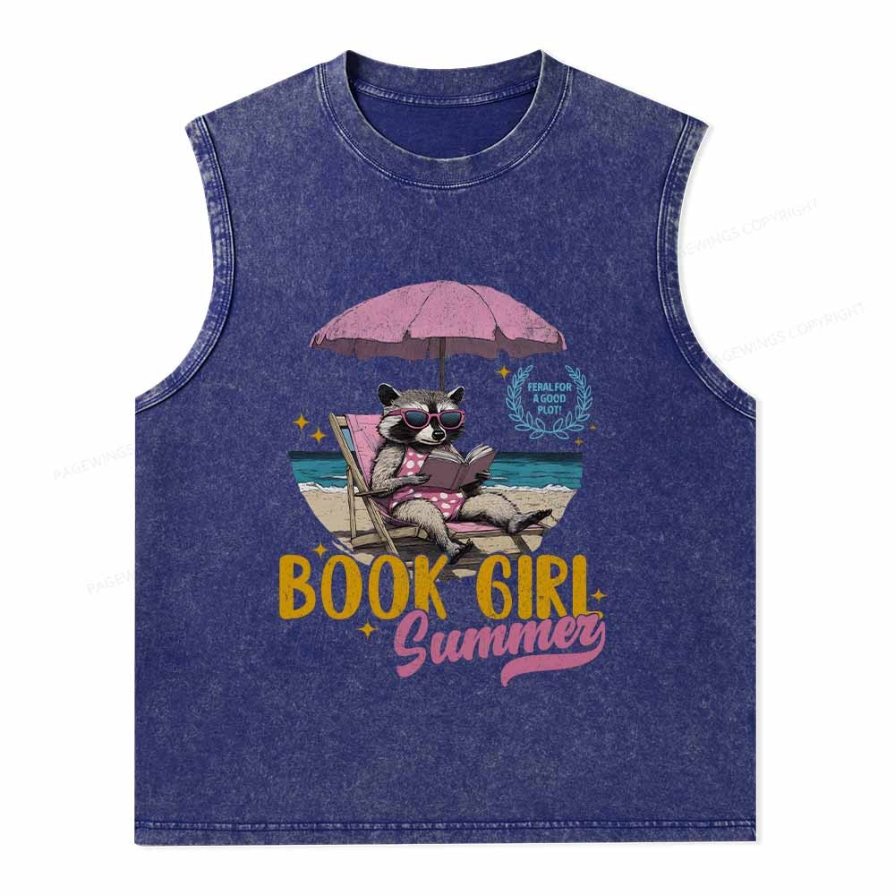 Pagewings Book Girl Summer Washed Tank Top