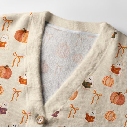 Pagewings Ghosts Love Reading Light Knit Unisex Cardigan Sweaters
