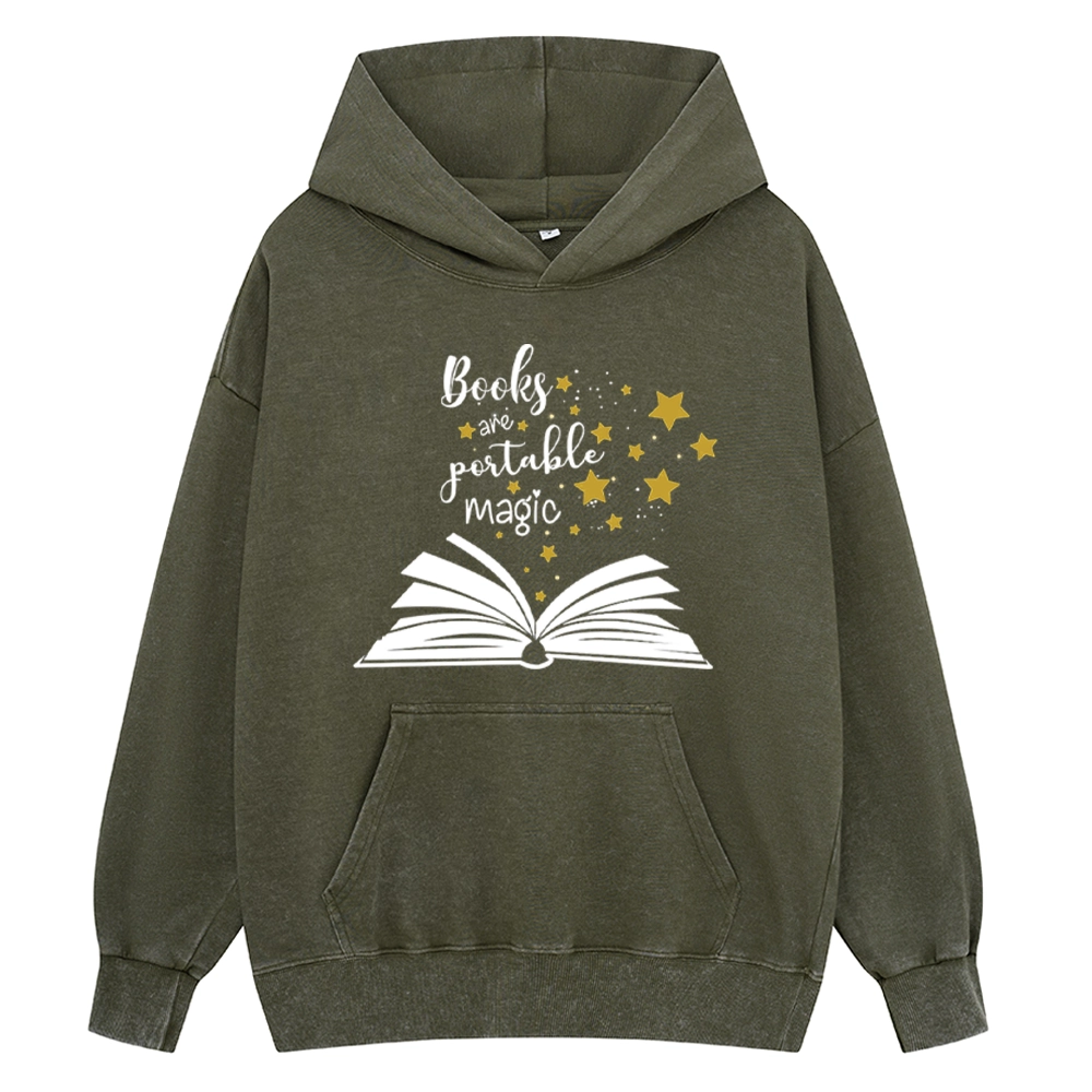 Pagewings Book Are Portable Magic Unisex Washed Hoodie