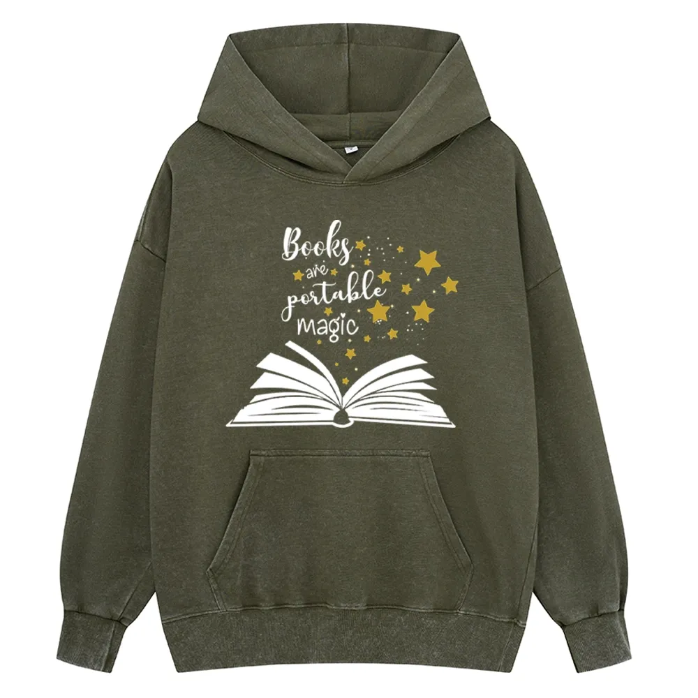 Pagewings Book Are Portable Magic Unisex Washed Hoodie