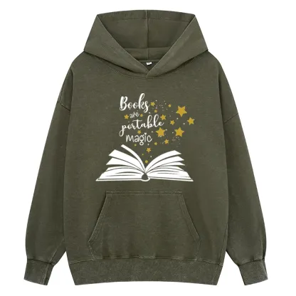 Pagewings Book Are Portable Magic Unisex Washed Hoodie