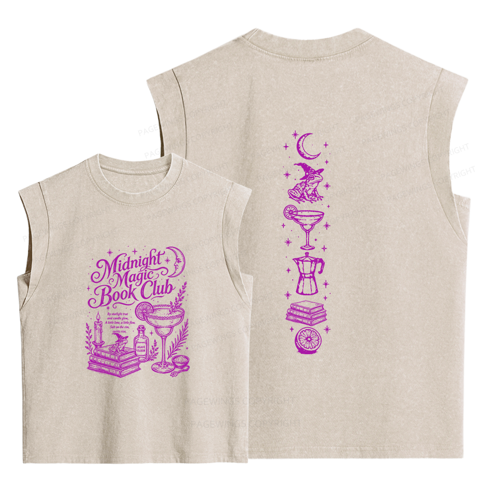 Pagewings Midnight Magic Book Club Women's Washed Tank Top