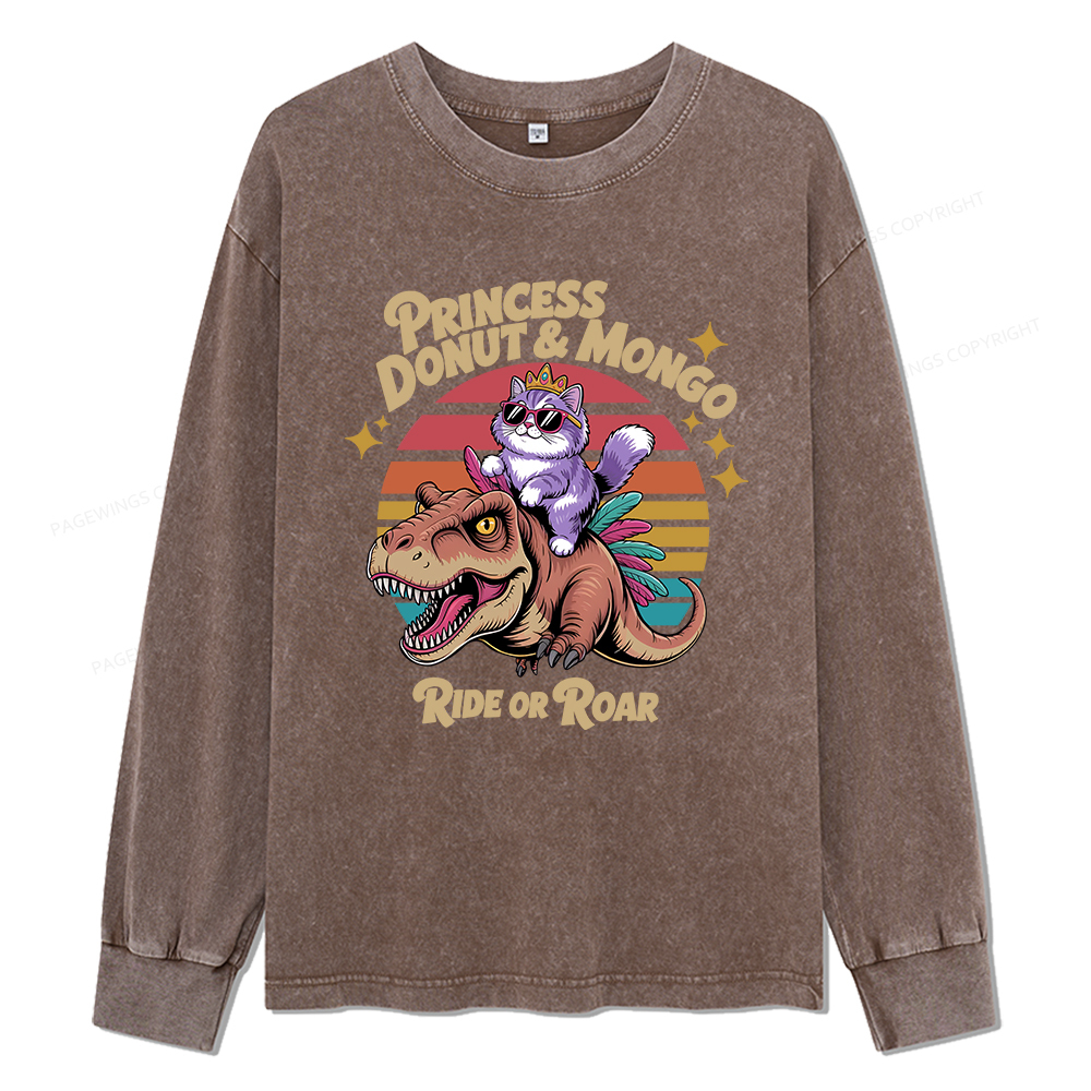 Pagewings Princess Donut & Mongo Unisex Washed Long Sleeve T-shirt