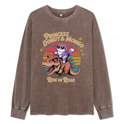 Pagewings Princess Donut & Mongo Unisex Washed Long Sleeve T-shirt