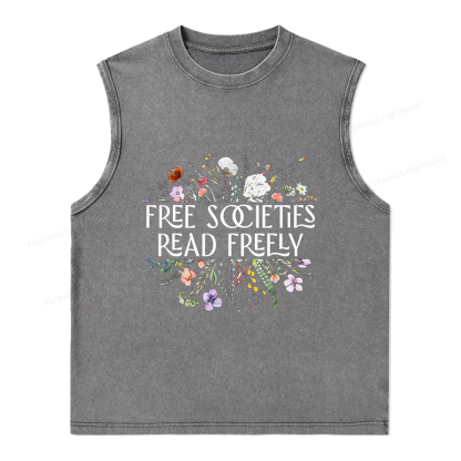 Pagewings Free Societies Read Freely Unisex Washed Tank Top