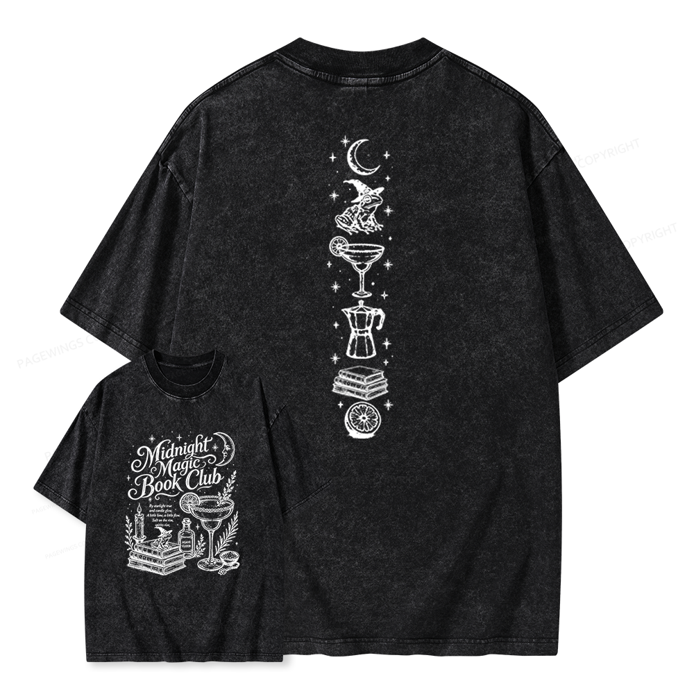 Pagewings Midnight Magic Book Club Unisex Washed T-shirt