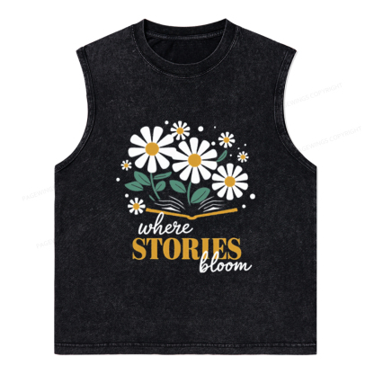 Pagewings Where Stories Bloom Unisex Washed Tank Top