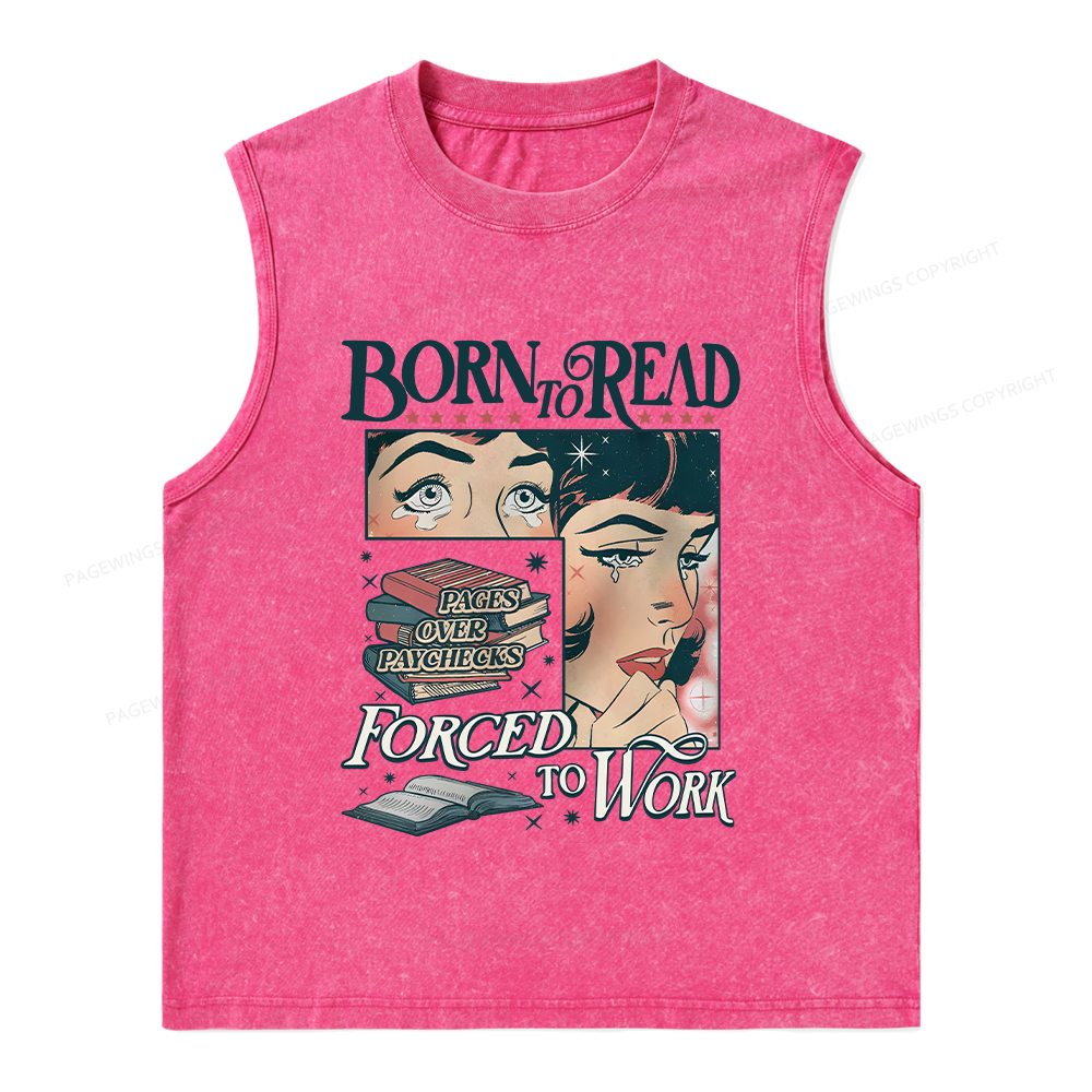 Pagewings Born To Read Bookish Comfor Unisex Washed Tank Top