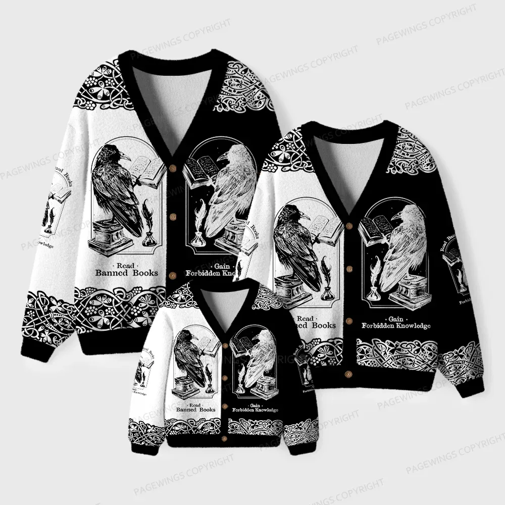 Pagewings Read Banned Books Unisex Ugly Cardigan Sweaters