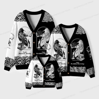Pagewings Read Banned Books Unisex Ugly Cardigan Sweaters