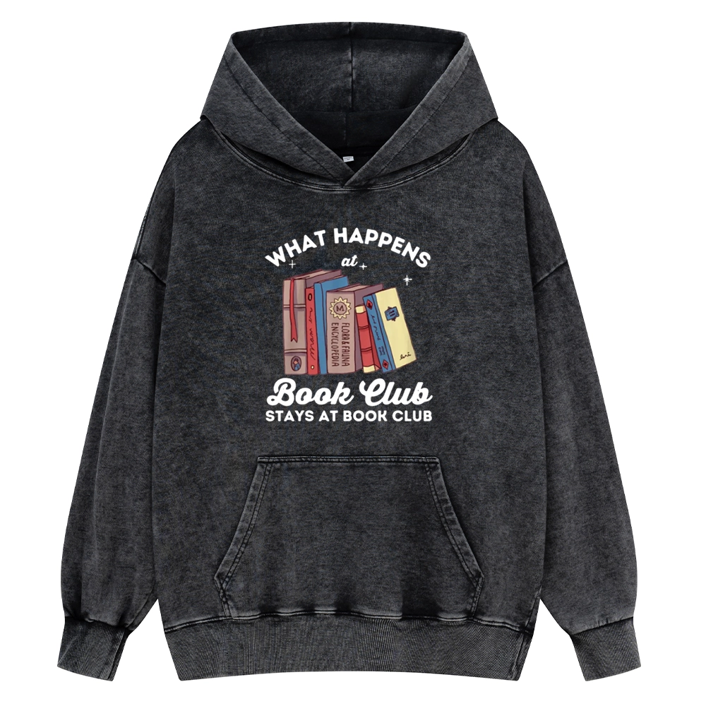 Pagewings Stays At Book Club Book Unisex Washed Hoodie