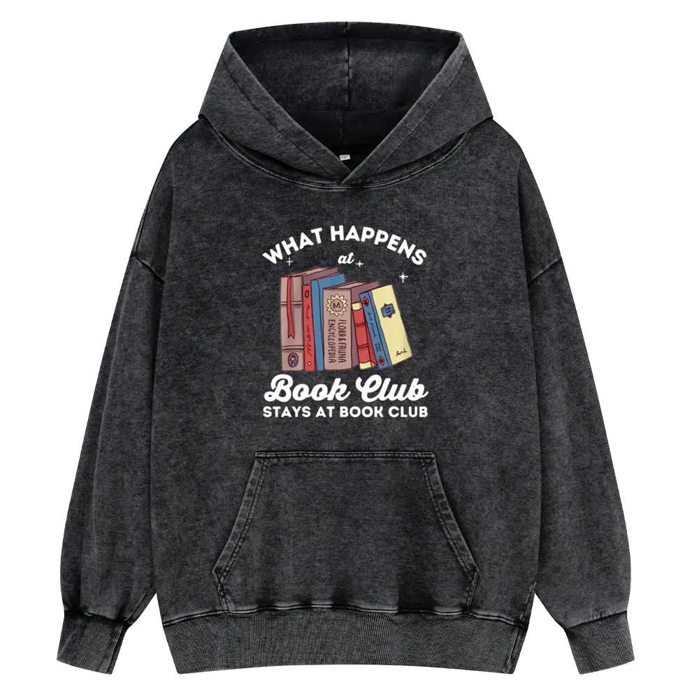Pagewings Stays At Book Club Book Unisex Washed Hoodie