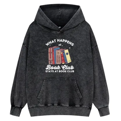 Pagewings Stays At Book Club Book Unisex Washed Hoodie
