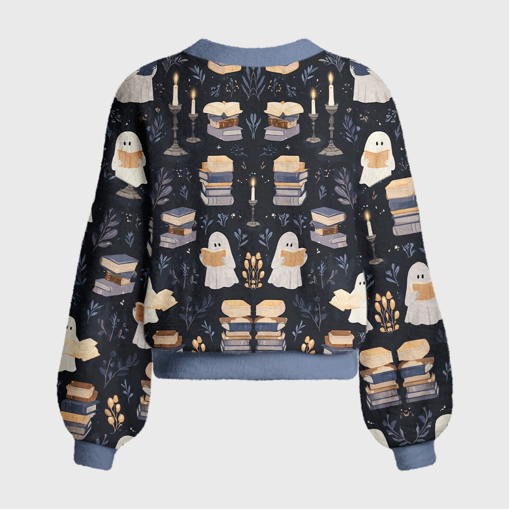 Pagewings Reading Ghost Women's Cardigan Sweater