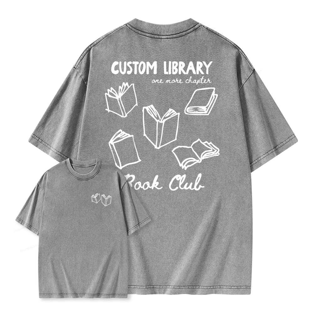Pagewings Personalized Library Book Club Unisex Washed T-shirt