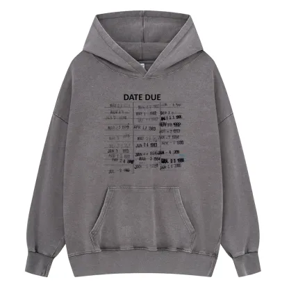 Pagewings Library Card Due Dat Unisex Washed Hoodie
