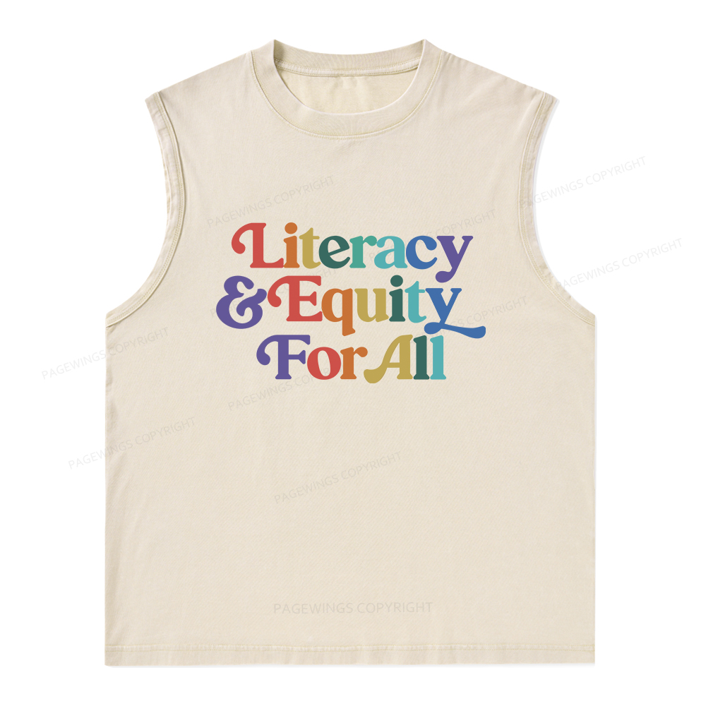 Pagewings  Literacy & Equity For All Unisex Washed Tank Top