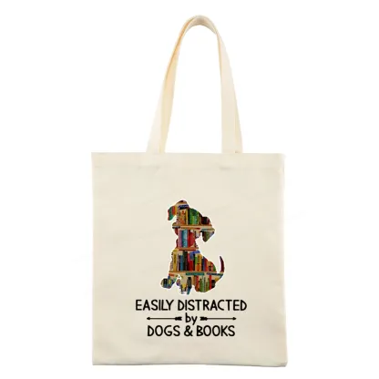 Pagewings Easily Distracted By Dogs And Books Tote Bag