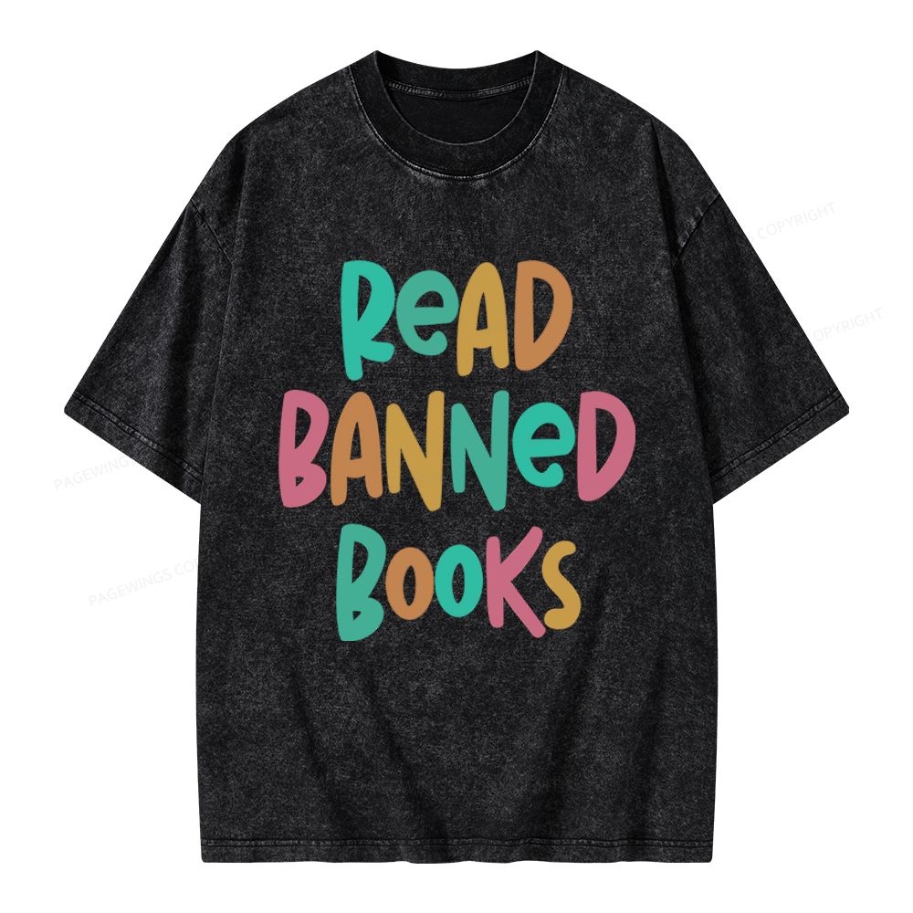Pagewings Read Banned Books Unisex Washed T-shirt