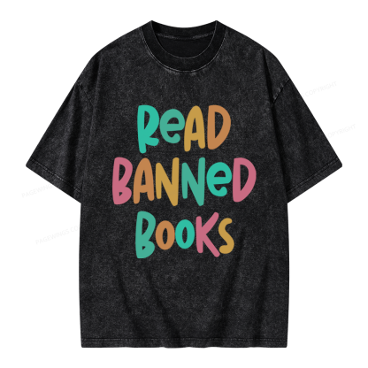 Pagewings Read Banned Books Unisex Washed T-shirt
