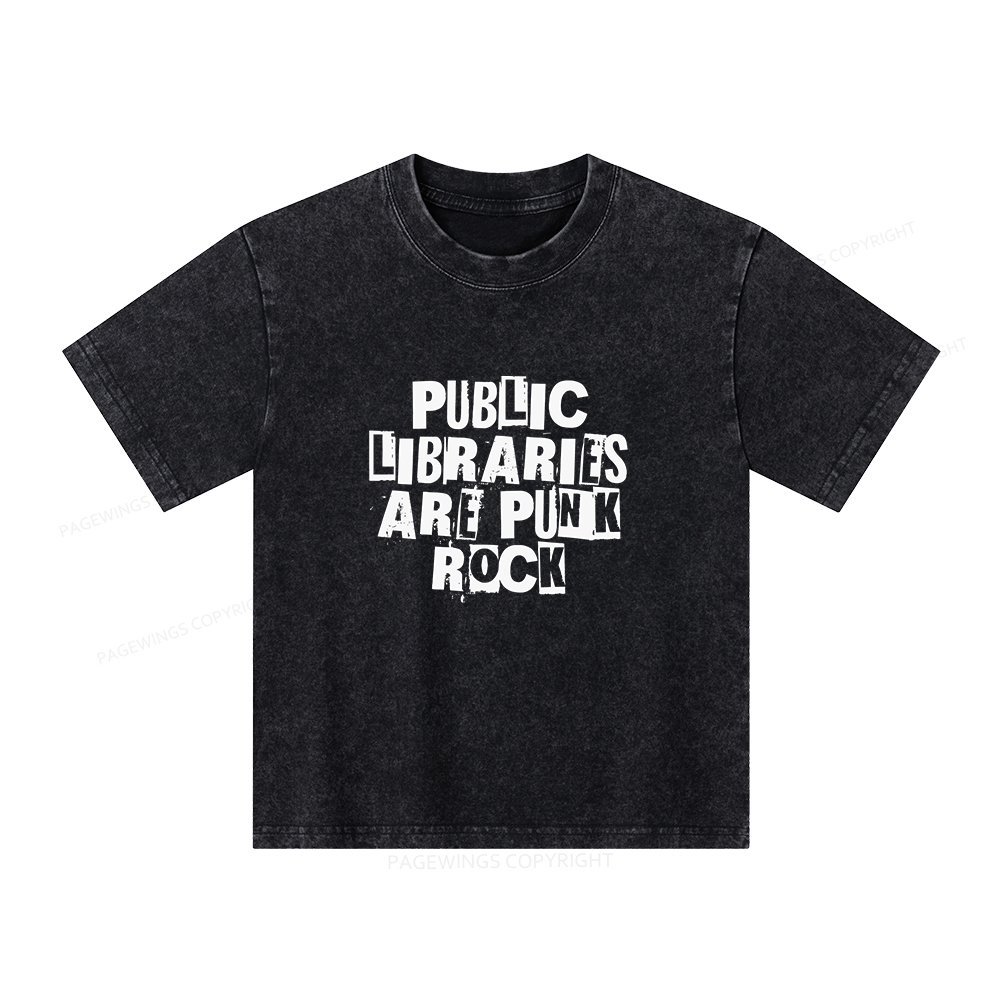 Pagewings Public Libraries Are Punk Rock Unisex Kids Washed T-shirt