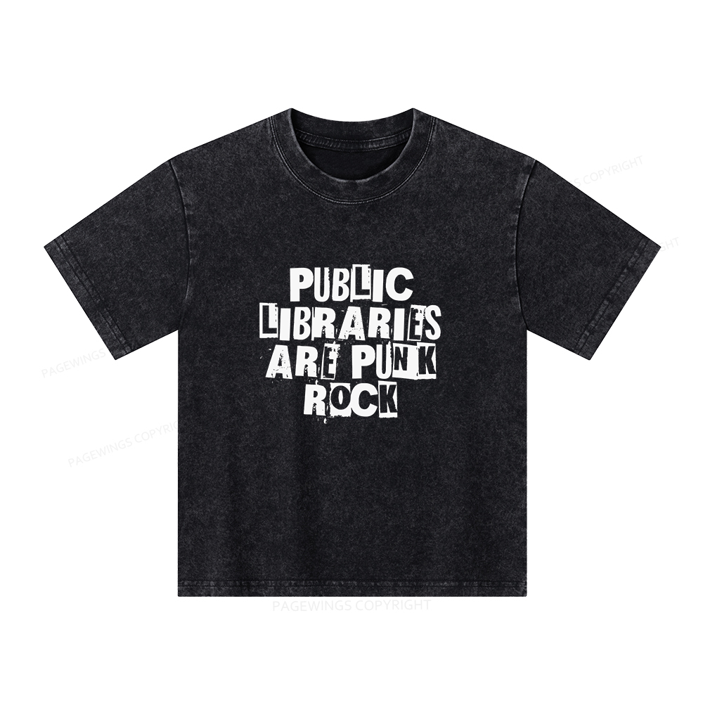 Pagewings Public Libraries Are Punk Rock Unisex Kids Washed T-shirt