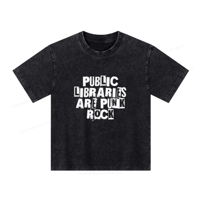 Pagewings Public Libraries Are Punk Rock Unisex Kids Washed T-shirt