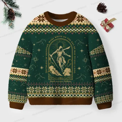 Pagewings Wore White On The Day He Was To Kill A King Unisex Ugly Knit Sweatshirt