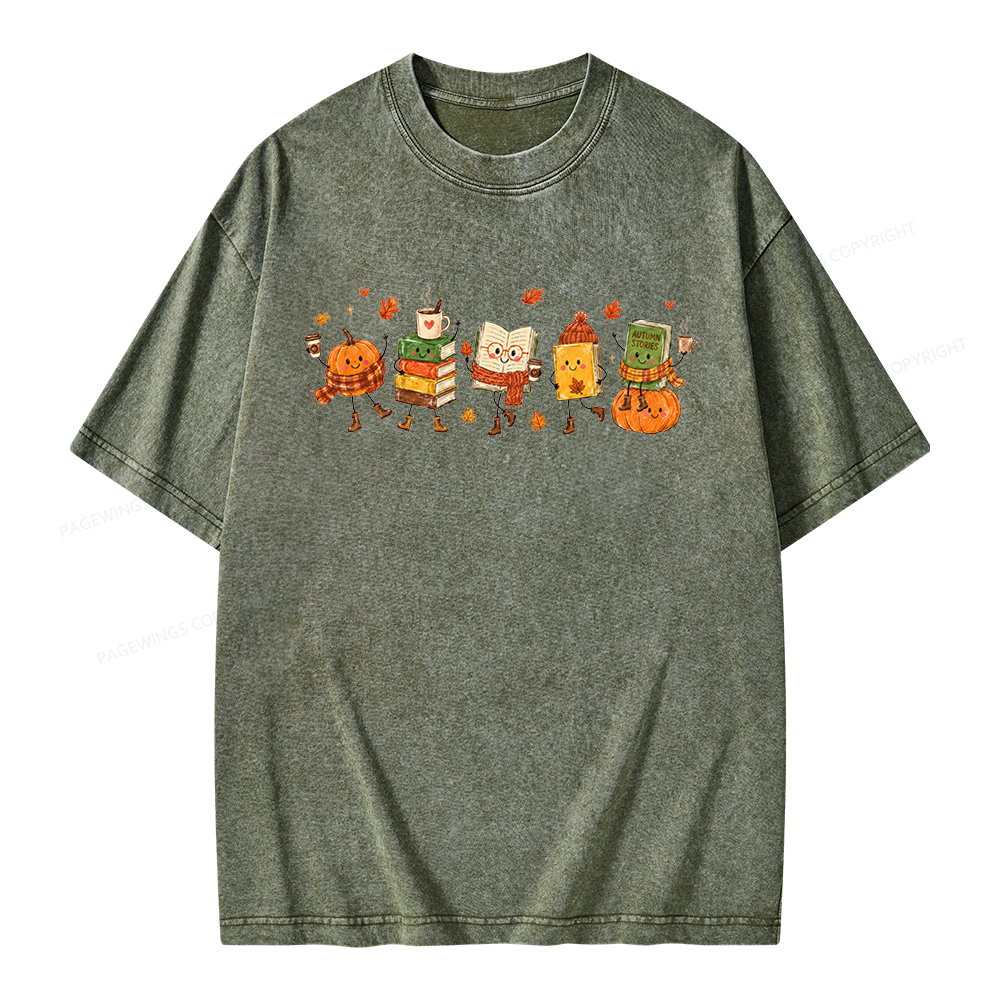 Pagewings All Booked For Fall Unisex Washed T-shirt