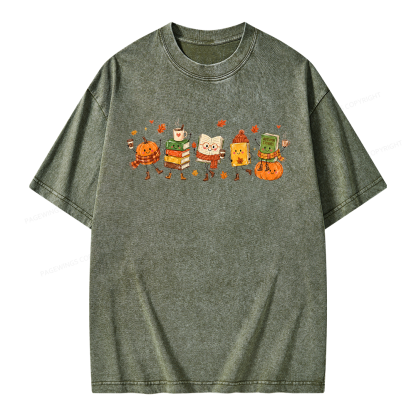 Pagewings All Booked For Fall Unisex Washed T-shirt