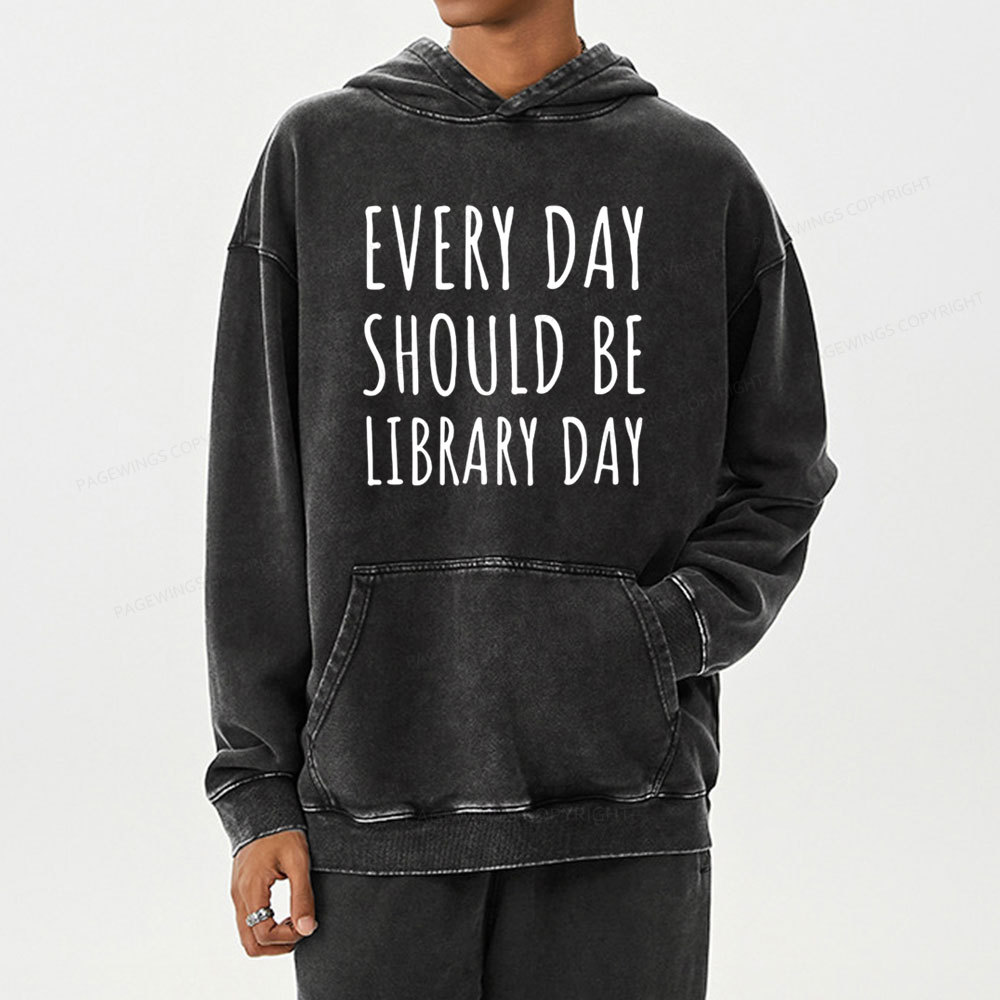 Pagewings Library Day Media Specialist  Unisex Washed Hoodie