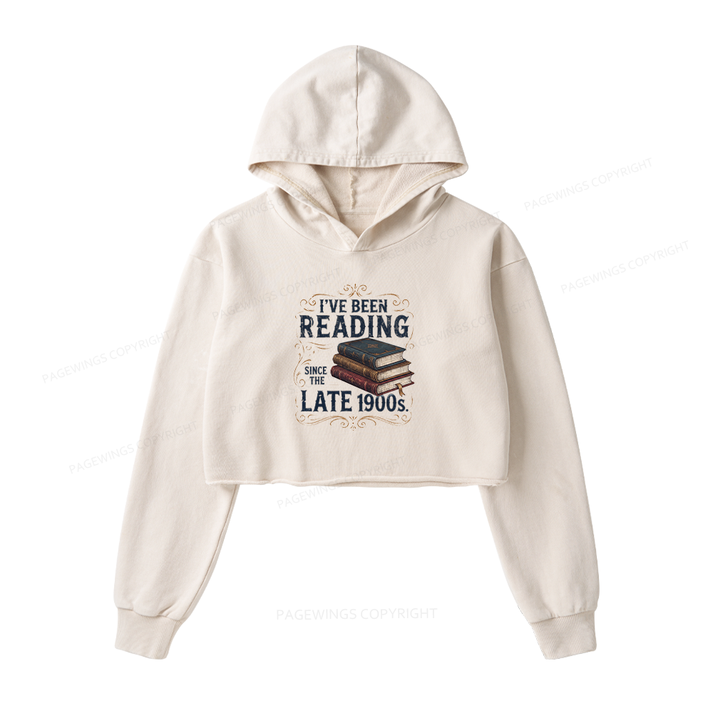 Pagewings Vintage Reading Since Late 1900s Washed Crop Hoodie