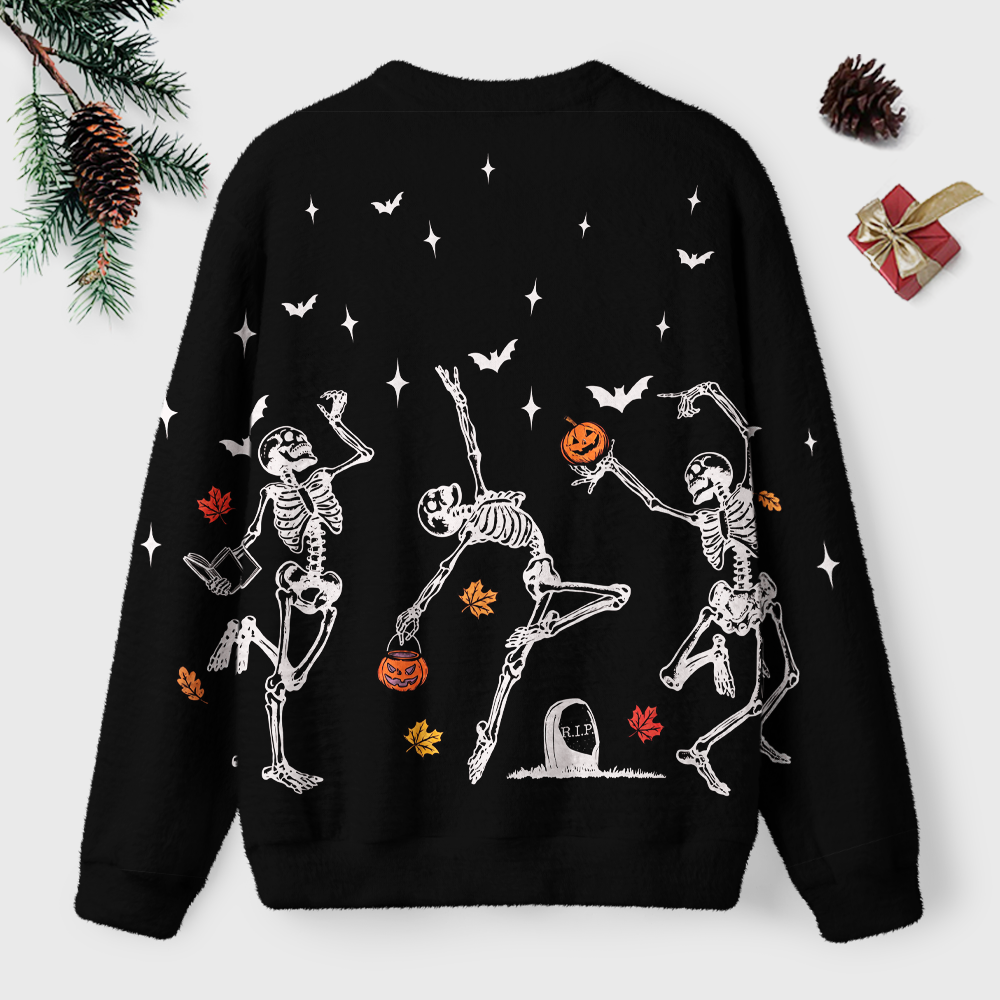 Pagewings Dancing Skeleton Unisex Ugly Light Knit Sweatshirt