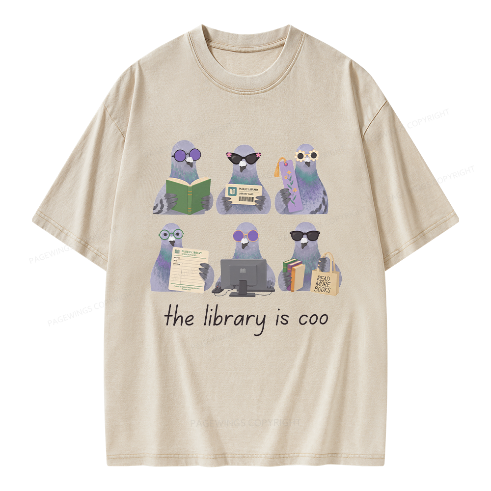 Pagewings Librarian Pigeon Unisex Washed T-shirt