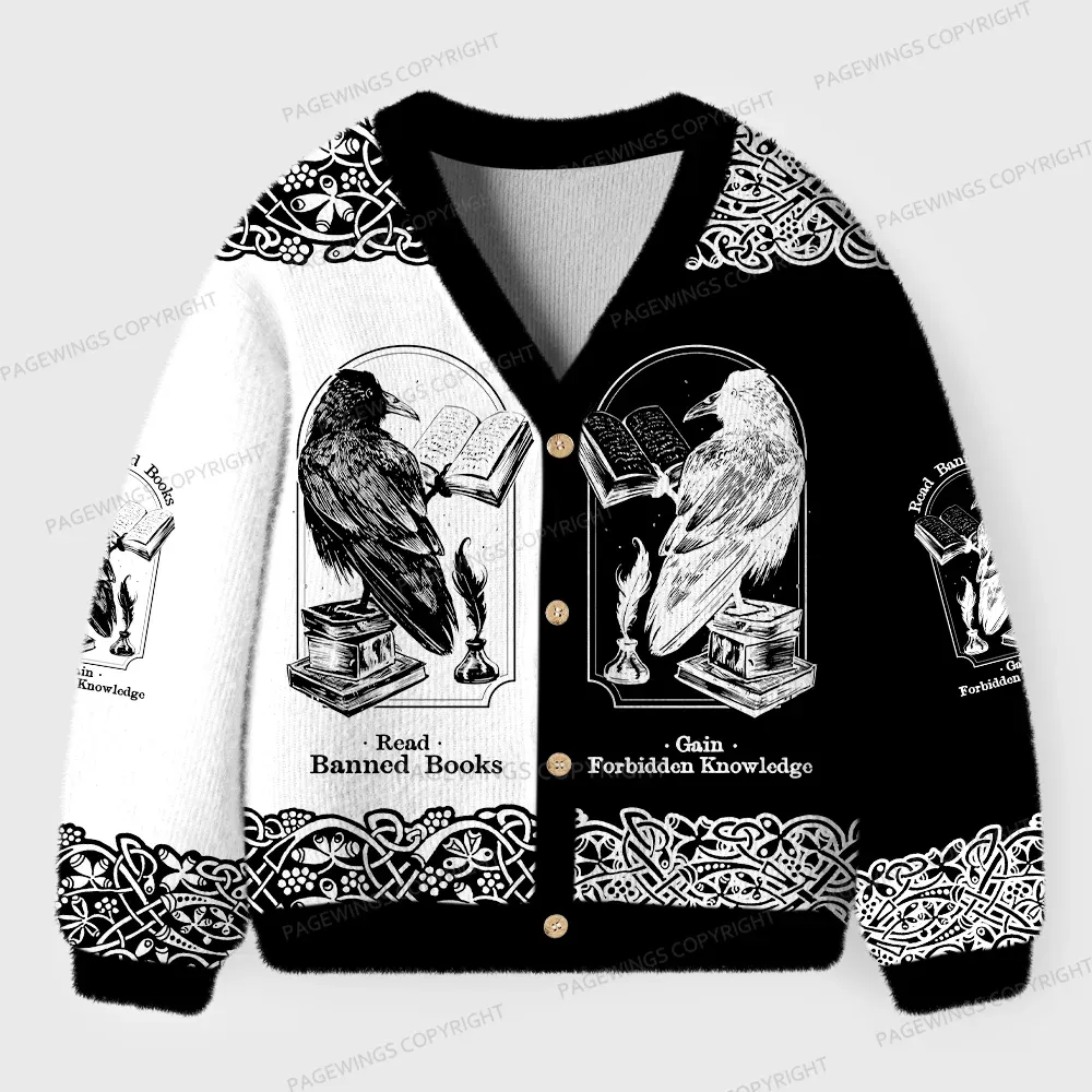 Pagewings Read Banned Books Unisex Ugly Cardigan Sweaters