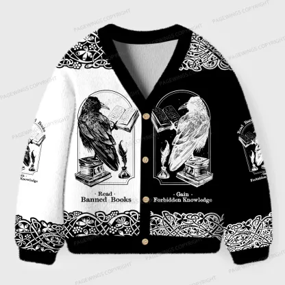 Pagewings Read Banned Books Unisex Ugly Cardigan Sweaters