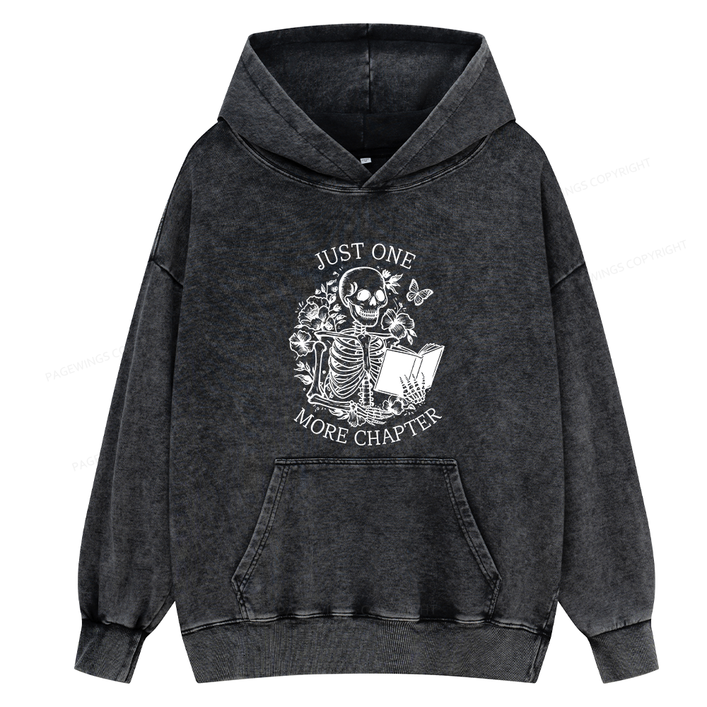 Pagewings One More Chapter Skeleton Unisex Washed Hoodie
