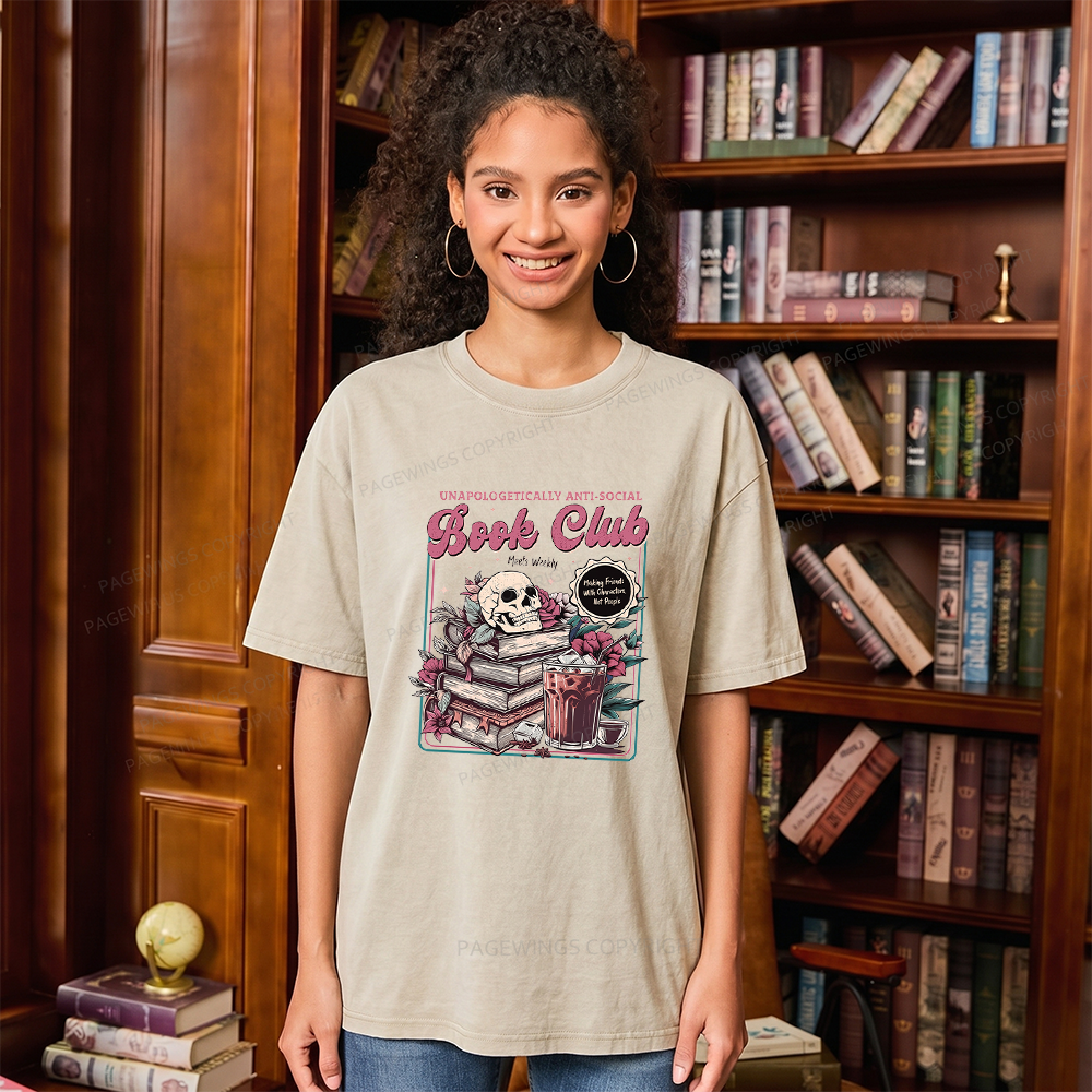Pagewings Vintage Book Club Unisex Washed T-shirt