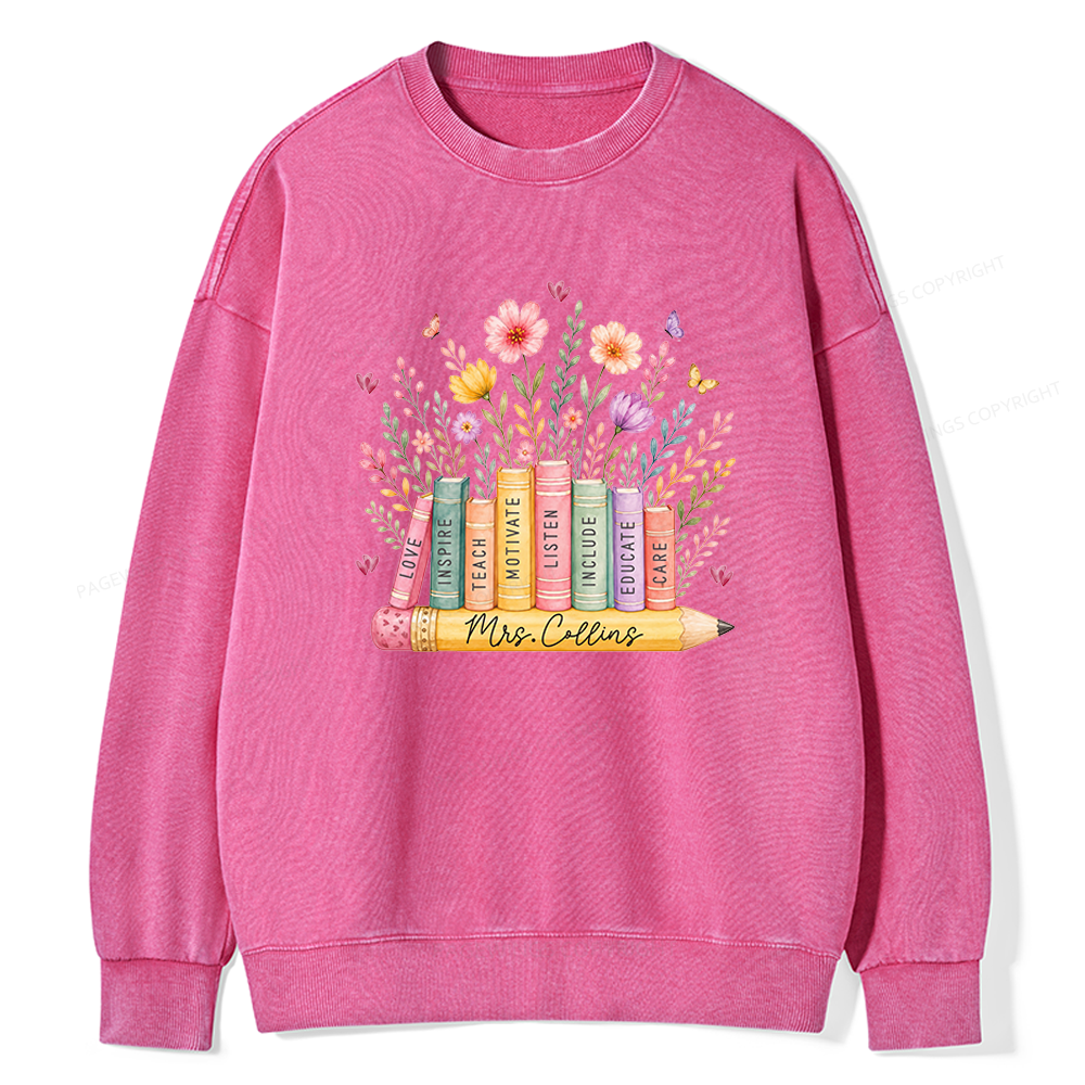Pagewings Personalized Wildflower Books Unisex Washed Sweatshirt