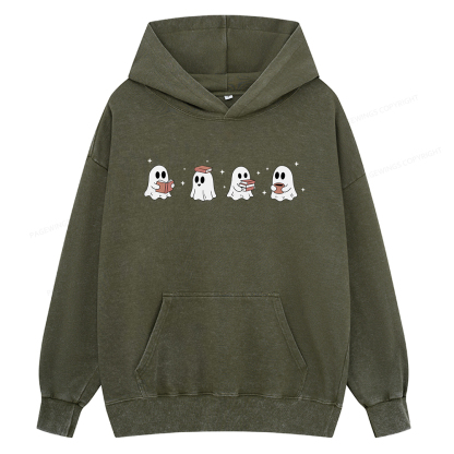 Pagewings Bookish Ghost Unisex Washed Hoodie