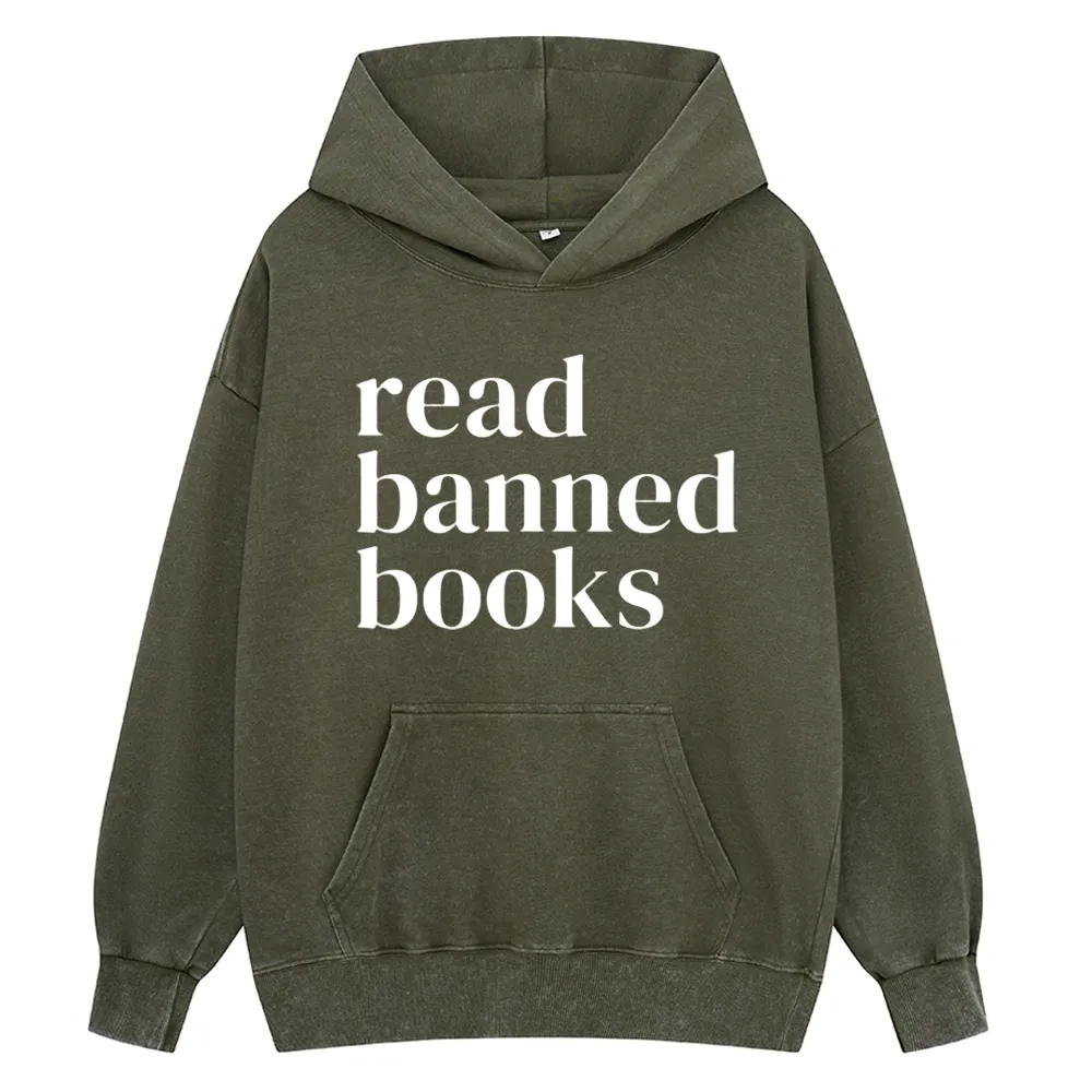 Pagewings Read Banned Books Unisex Washed Hoodie