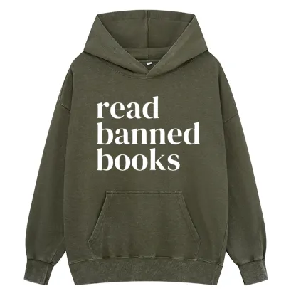 Pagewings Read Banned Books Unisex Washed Hoodie