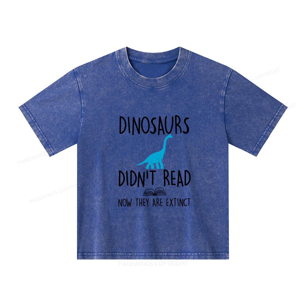 Pagewings Dinosaurs Unisex Kids Washed T-shirt