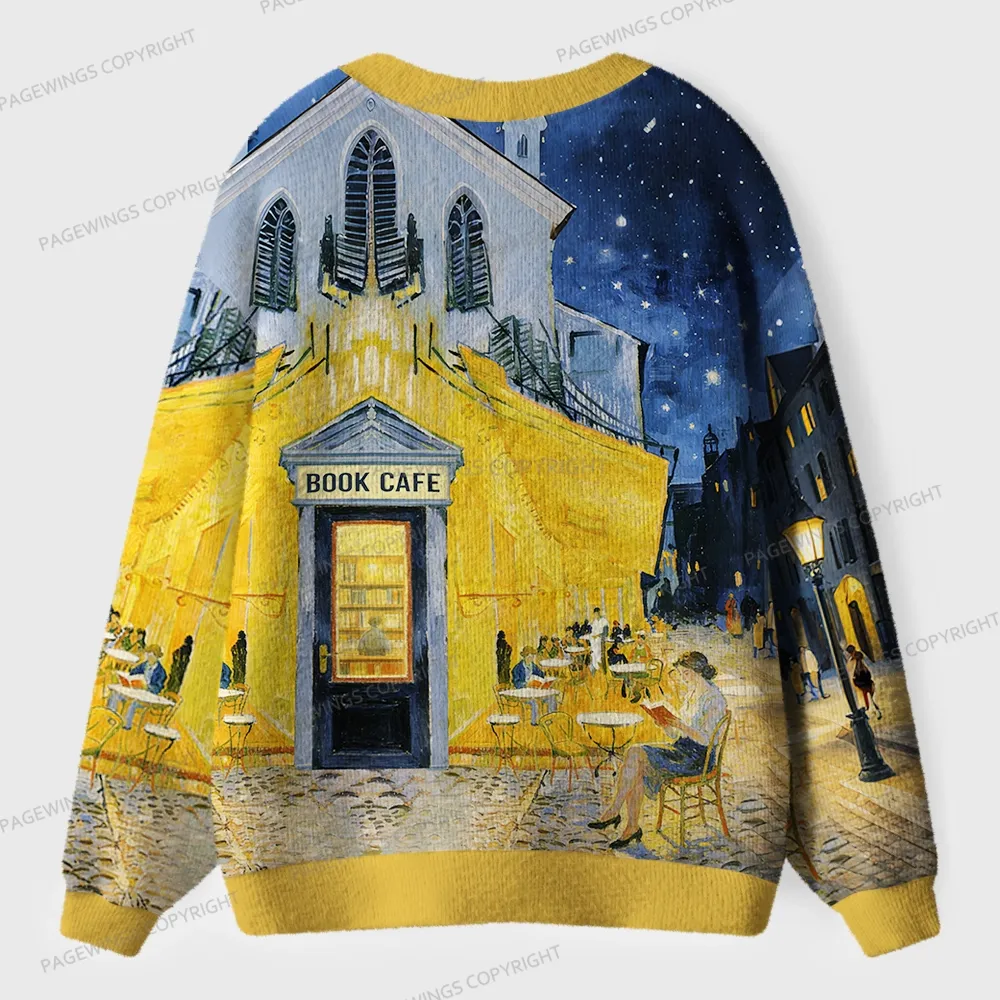 Pagewings Book Cafe Unisex Ugly Cardigan Sweaters